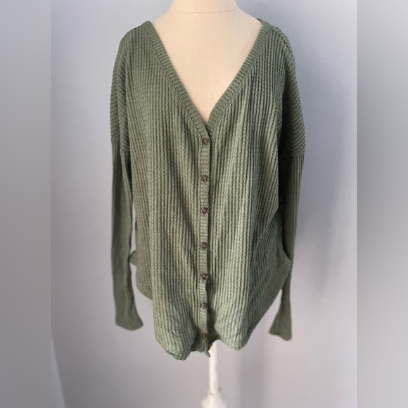 Wild Fable Waffle Knit Button Front Tie Up Shirt - Picture 5 of 6